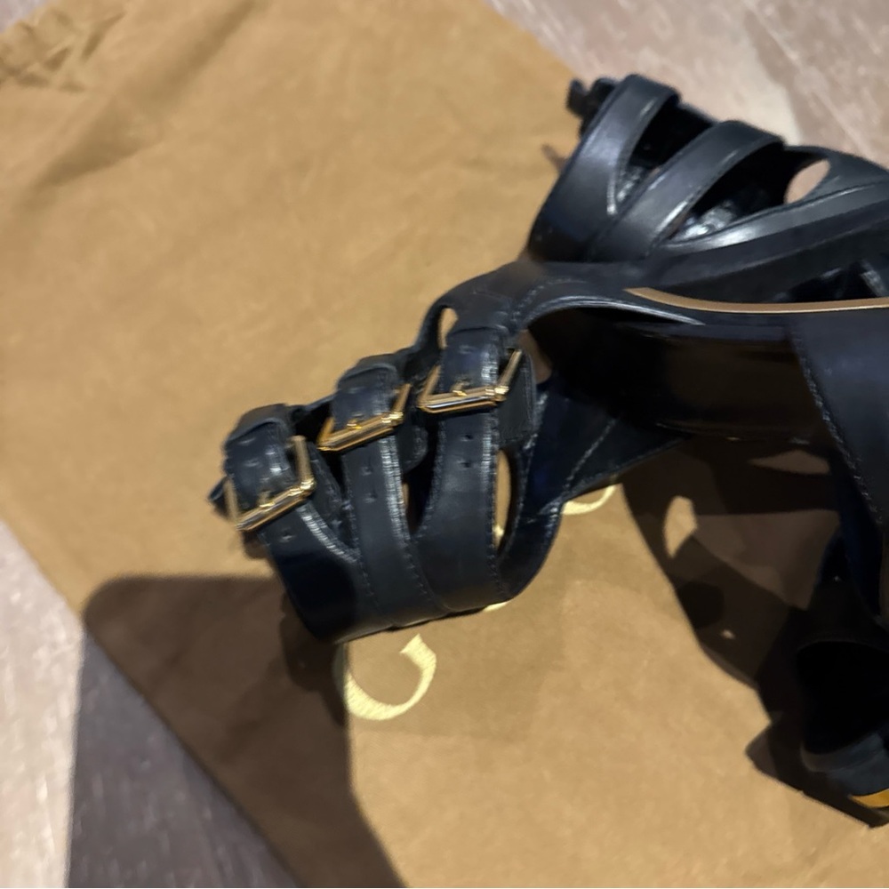 100% Authentic Gucci Iman Ankle Strap Leather Suede High Platform Heels Sz 36 - Picture 6 of 14